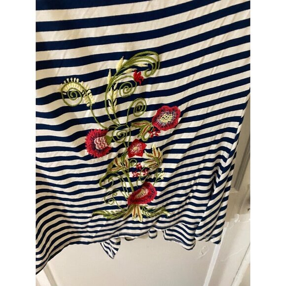 Soft Surroundings Women's Flortal Embroidered Stripped Open Front Duster - Mediu - Picture 4 of 12